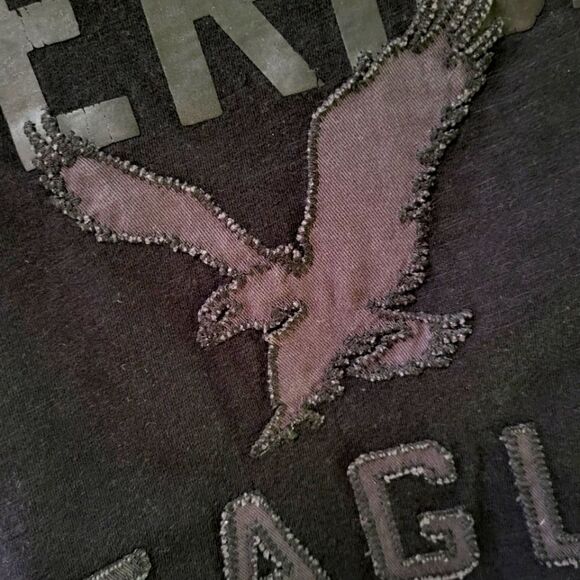 American Eagle Outfitters Men's Black Appliquéd Crewneck Short Sleeve Tee - Picture 8 of 12